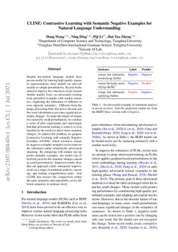 CLINE: Contrastive Learning with Semantic Negative Examples for Natural
  Language Understanding