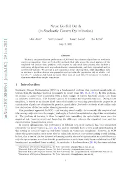 Never Go Full Batch (in Stochastic Convex Optimization)