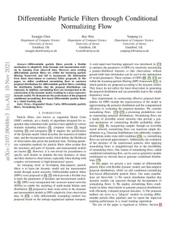 Differentiable Particle Filters through Conditional Normalizing Flow