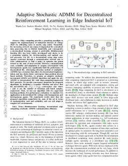 Adaptive Stochastic ADMM for Decentralized Reinforcement Learning in
  Edge Industrial IoT