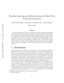 Machine Learning and Deep Learning for Fixed-Text Keystroke Dynamics