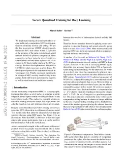 Secure Quantized Training for Deep Learning