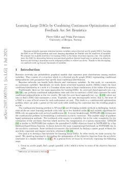 Learning Large DAGs by Combining Continuous Optimization and Feedback
  Arc Set Heuristics