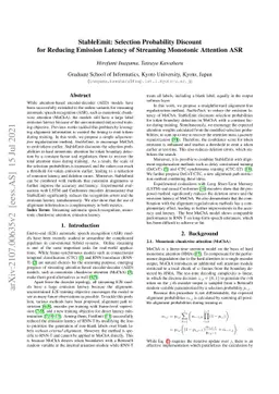 StableEmit: Selection Probability Discount for Reducing Emission Latency
  of Streaming Monotonic Attention ASR
