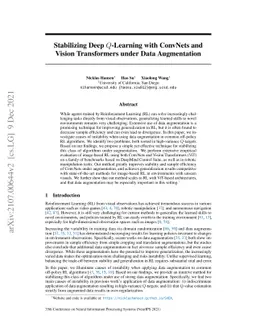Stabilizing Deep Q-Learning with ConvNets and Vision Transformers under
  Data Augmentation