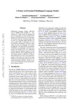 A Primer on Pretrained Multilingual Language Models