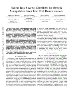 Neural Task Success Classifiers for Robotic Manipulation from Few Real
  Demonstrations