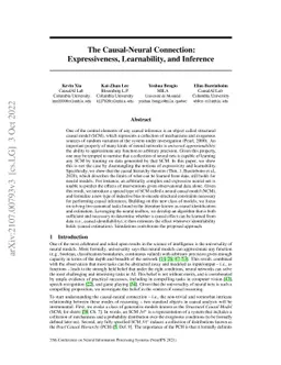 The Causal-Neural Connection: Expressiveness, Learnability, and
  Inference
