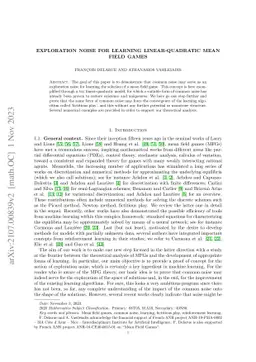 Exploration noise for learning linear-quadratic mean field games