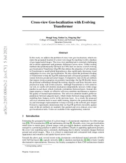 Cross-view Geo-localization with Evolving Transformer