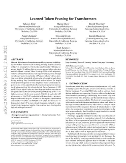 Learned Token Pruning for Transformers