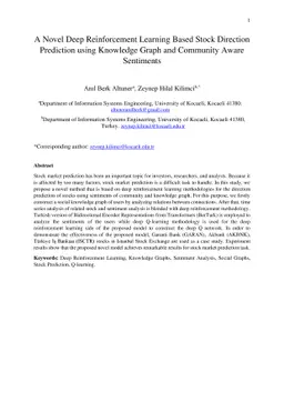 A Novel Deep Reinforcement Learning Based Stock Direction Prediction
  using Knowledge Graph and Community Aware Sentiments