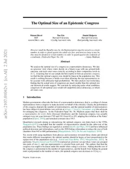 The Optimal Size of an Epistemic Congress