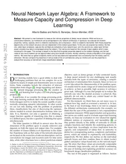 Neural Network Layer Algebra: A Framework to Measure Capacity and
  Compression in Deep Learning
