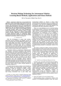 Decision-Making Technology for Autonomous Vehicles Learning-Based
  Methods, Applications and Future Outlook