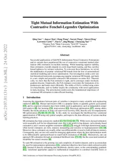 Tight Mutual Information Estimation With Contrastive Fenchel-Legendre
  Optimization