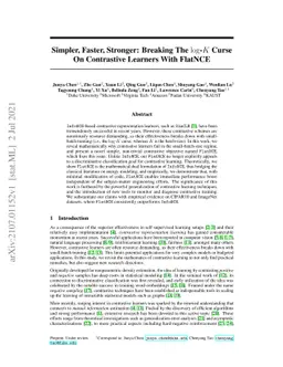 Simpler, Faster, Stronger: Breaking The log-K Curse On Contrastive
  Learners With FlatNCE