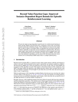 Beyond Value-Function Gaps: Improved Instance-Dependent Regret Bounds
  for Episodic Reinforcement Learning