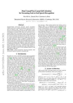 Dual Causal/Non-Causal Self-Attention for Streaming End-to-End Speech
  Recognition