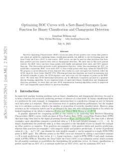 Optimizing ROC Curves with a Sort-Based Surrogate Loss Function for
  Binary Classification and Changepoint Detection