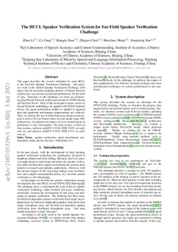 The HCCL Speaker Verification System for Far-Field Speaker Verification
  Challenge