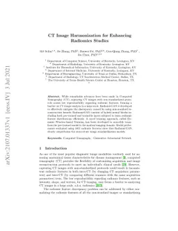 CT Image Harmonization for Enhancing Radiomics Studies