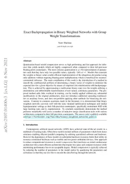 Exact Backpropagation in Binary Weighted Networks with Group Weight
  Transformations