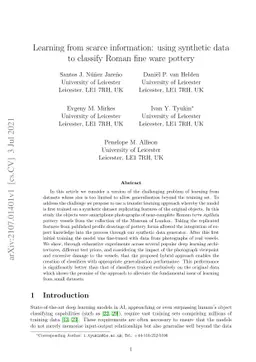 Learning from scarce information: using synthetic data to classify Roman
  fine ware pottery