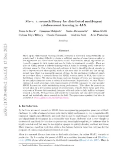 Mava: a research library for distributed multi-agent reinforcement
  learning in JAX