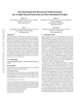 On Positional and Structural Node Features for Graph Neural Networks on
  Non-attributed Graphs