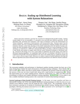 BAGUA: Scaling up Distributed Learning with System Relaxations