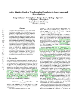 AdaL: Adaptive Gradient Transformation Contributes to Convergences and
  Generalizations