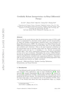 Certifiably Robust Interpretation via Renyi Differential Privacy