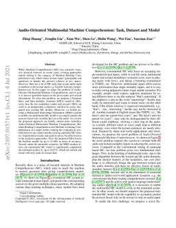 Audio-Oriented Multimodal Machine Comprehension: Task, Dataset and Model