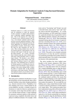 Domain Adaptation for Sentiment Analysis Using Increased Intraclass
  Separation