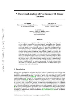 A Theoretical Analysis of Fine-tuning with Linear Teachers