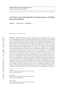 Attribute-aware Explainable Complementary Clothing Recommendation
