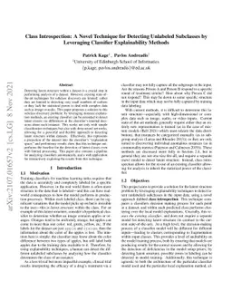 Class Introspection: A Novel Technique for Detecting Unlabeled
  Subclasses by Leveraging Classifier Explainability Methods