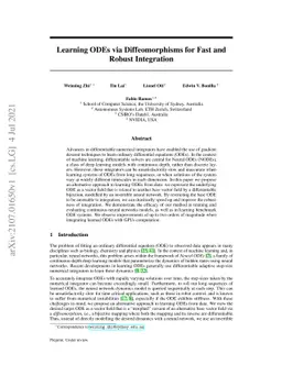 Learning ODEs via Diffeomorphisms for Fast and Robust Integration