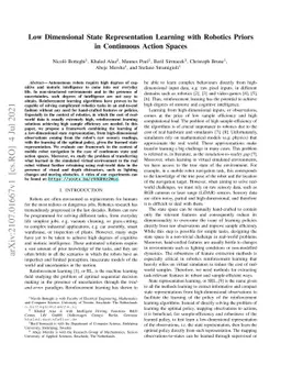 Low Dimensional State Representation Learning with Robotics Priors in
  Continuous Action Spaces