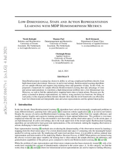 Low-Dimensional State and Action Representation Learning with MDP
  Homomorphism Metrics