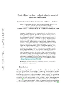 Controllable cardiac synthesis via disentangled anatomy arithmetic