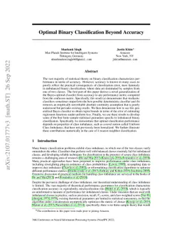 Optimal Binary Classification Beyond Accuracy