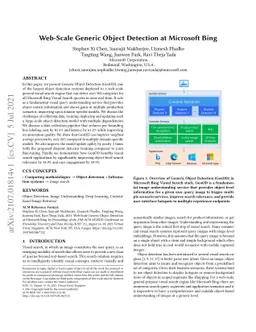 Web-Scale Generic Object Detection at Microsoft Bing