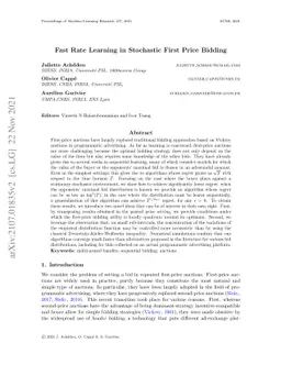 Fast Rate Learning in Stochastic First Price Bidding