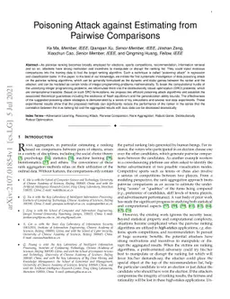 Poisoning Attack against Estimating from Pairwise Comparisons