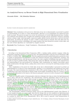 An Analytical Survey on Recent Trends in High Dimensional Data
  Visualization