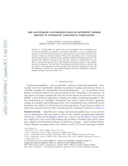 The Last-Iterate Convergence Rate of Optimistic Mirror Descent in
  Stochastic Variational Inequalities