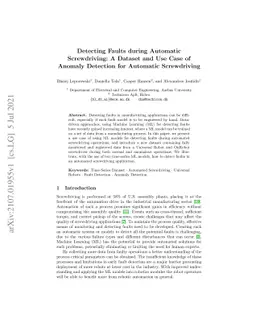 Detecting Faults during Automatic Screwdriving: A Dataset and Use Case
  of Anomaly Detection for Automatic Screwdriving