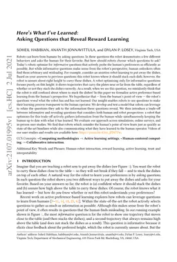 Here's What I've Learned: Asking Questions that Reveal Reward Learning